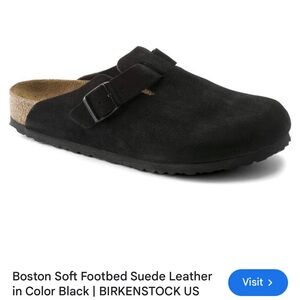 Birkenstock Womens Black Softbed Suede Boston Clog Slippers, Size 43 (12)